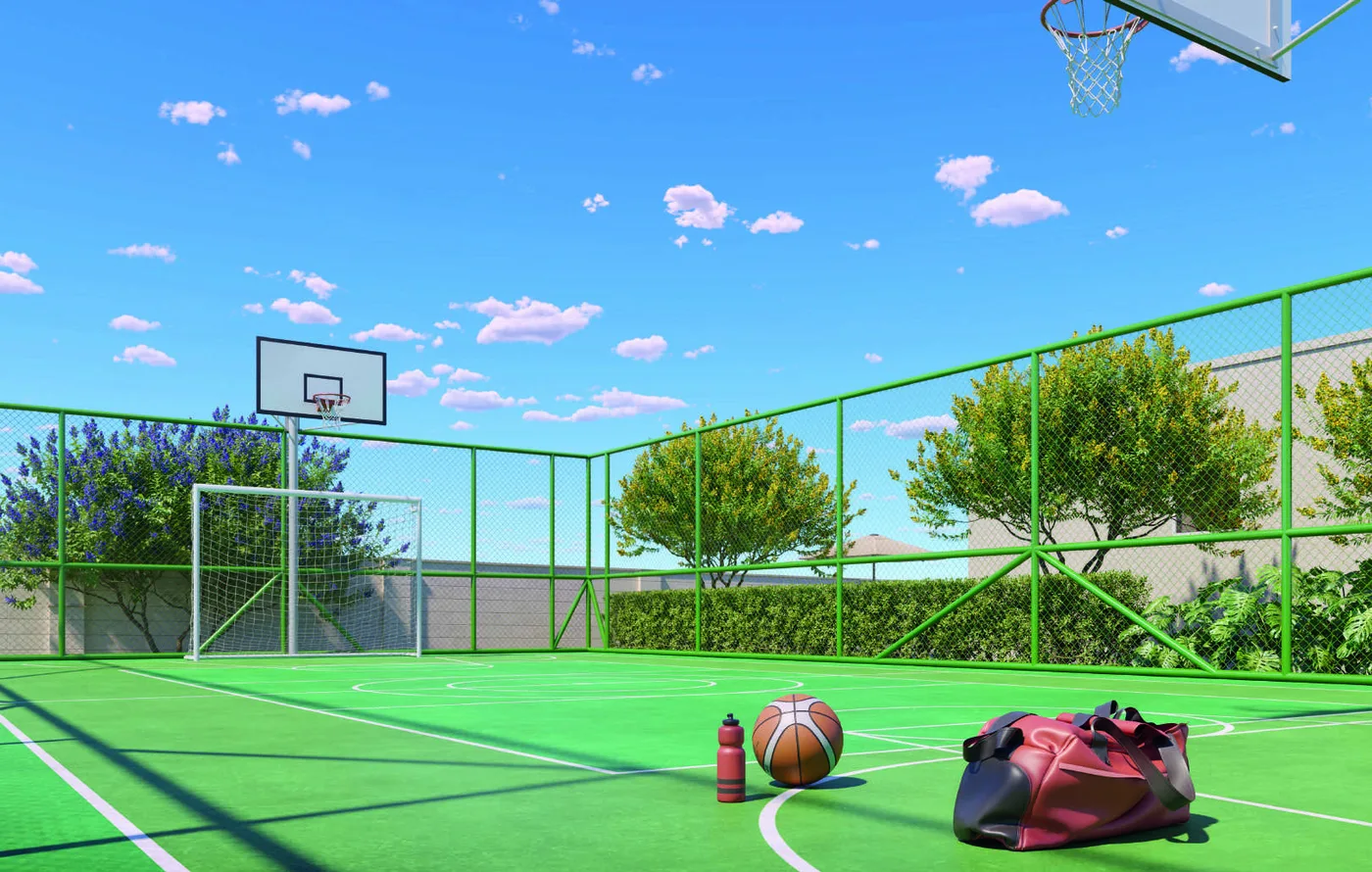 Perspectiva ilustrativa da quadra recreativa